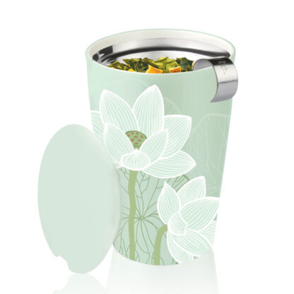 TEA FORTE, Lotus, Cana din ceramica cu infuzor pentru ceai - imagine 3