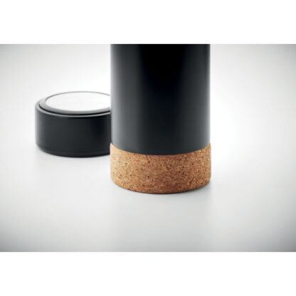 Termos negru din inox cu baza de pluta - imagine 4