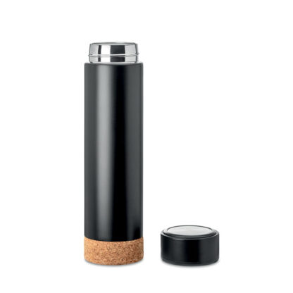 Termos negru din inox cu baza de pluta - imagine 2