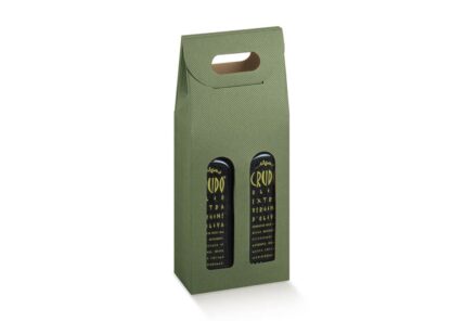 Cutie carton verde, 2 sticle mici