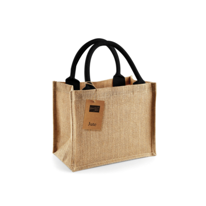 Geanta din iuta Mini, Natural Black