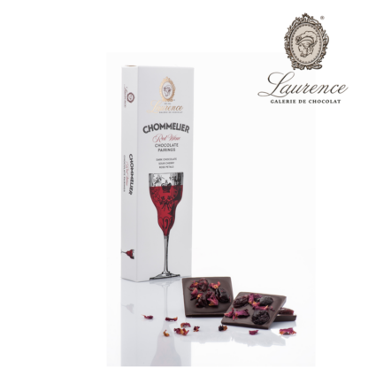 Chommelier Red, Ciocolată neagră cu cireșe amare și petale de trandafiri, Laurence Chocolate, 100g