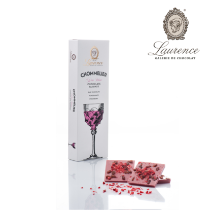 Chommelier Rose, Ciocolată roz cu rodie și fulgi de căpșuni, Laurence Chocolate