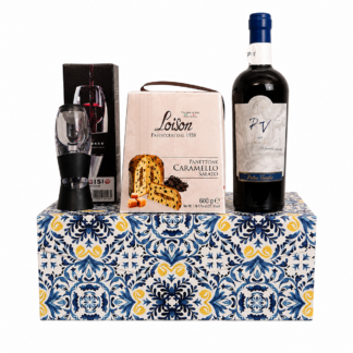 Pachet Cadou Premium Petro Vaselo PV + Panettone Loison Caramello Salato + Aerator Vin Magic Decanter