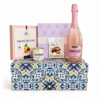 Cadou Gourmet cu Prosecco Rosé Zarea, Colomba Loison Tiramisu, Foie Gras și Fruits de Luxe